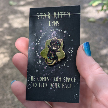 Star Kitty | Space Cat Glitter Enamel Pin