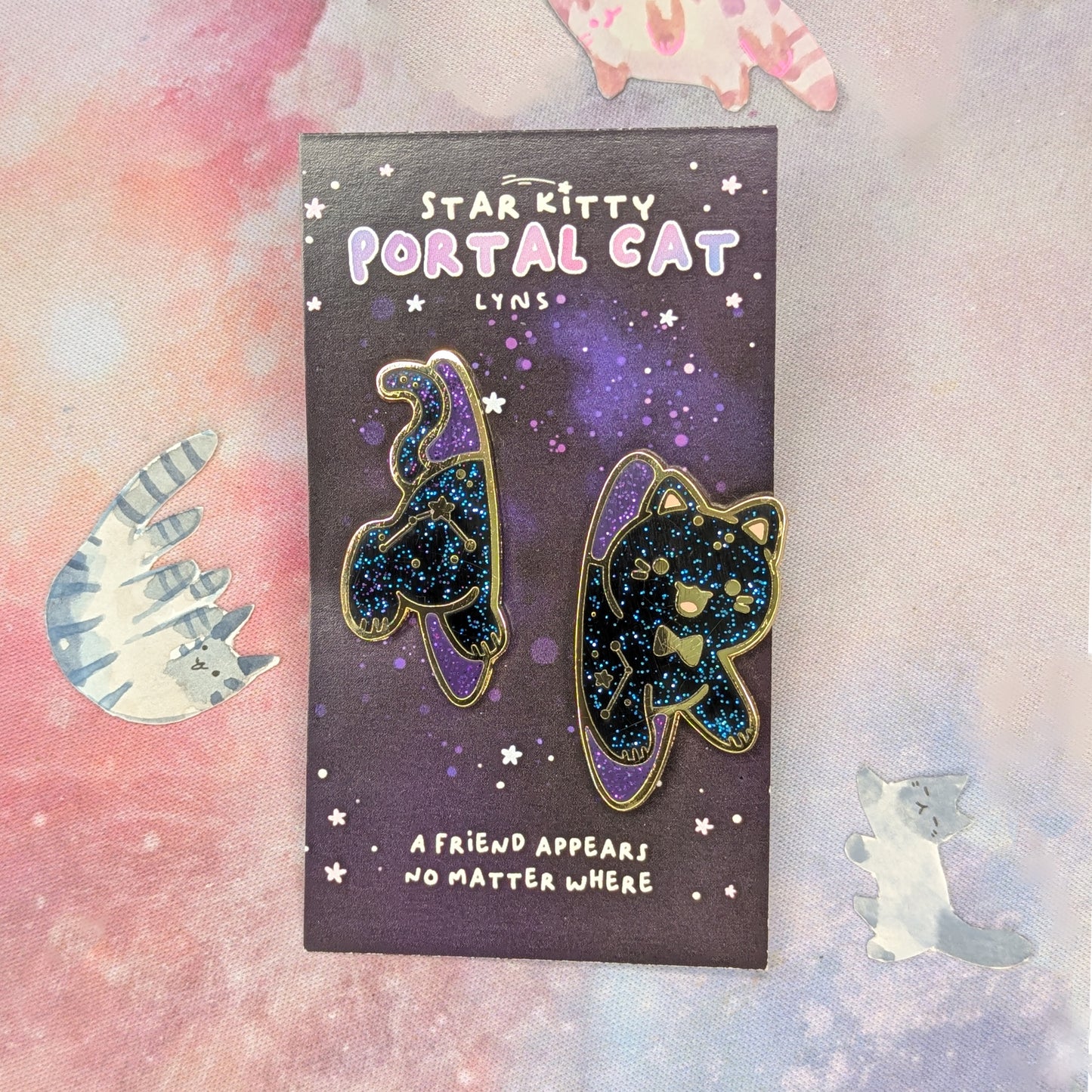 Star Kitty | Portal Cat Double Enamel Pin Set
