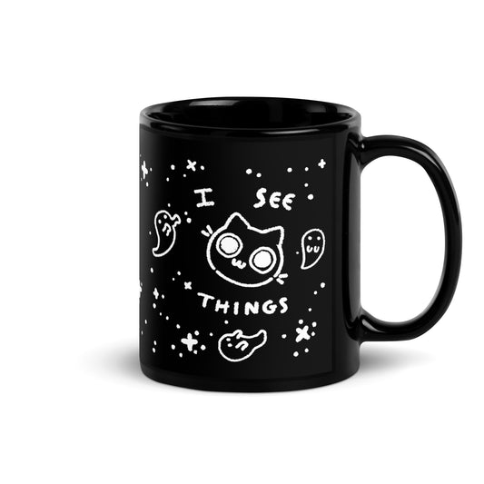 Black Cat Ghost Mug |Ceramic 11 oz Coffee Tea Mug